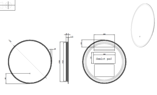 600-800*45mm ABS R2 Three Color Lights Back and Front lit Round Frameless With Defogging Function Easy Hook LED Mirror