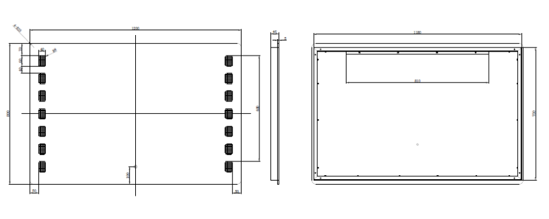 500-1500*45mm ABS S1 Three Color Lights Frontlit Rectangle Square Frameless With Defogging Function Easy Hook LED Mirror