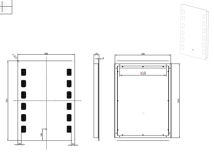 500-1500*45mm ABS S1 Three Color Lights Frontlit Rectangle Square Frameless With Defogging Function Easy Hook LED Mirror