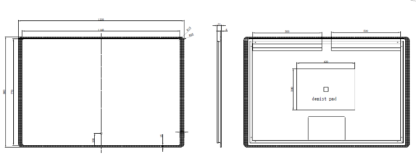 500-1500*45mm ABS S3 Three Color Lights Backlit Rectangle Square Frameless With Defogging Function Easy Hook LED Mirror