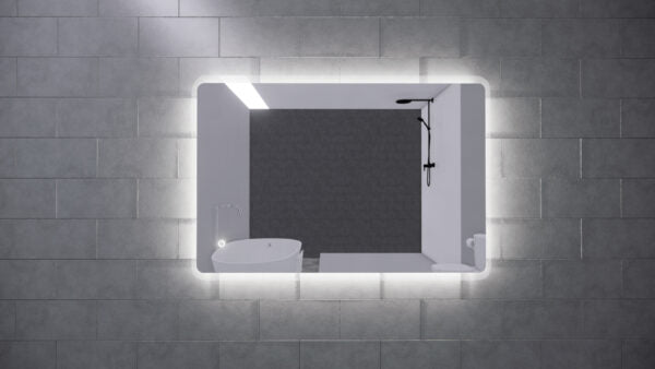 500-1500*45mm ABS S3 Three Color Lights Backlit Rectangle Square Frameless With Defogging Function Easy Hook LED Mirror