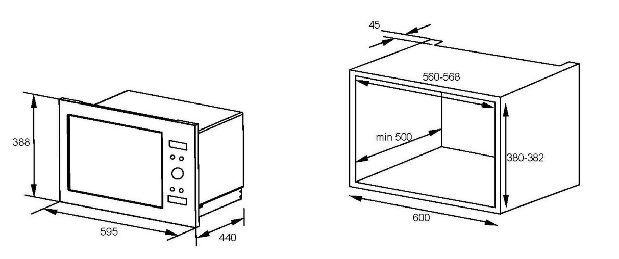 595*388*440mm Dilusso With Grill Built in Microwave Oven