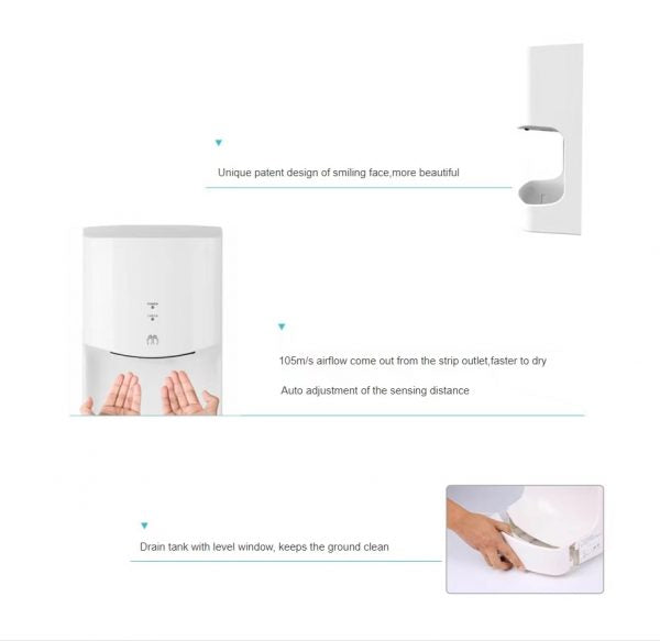 468*250*165mm MY White ABS plastic Fast Drying Hand Dryer