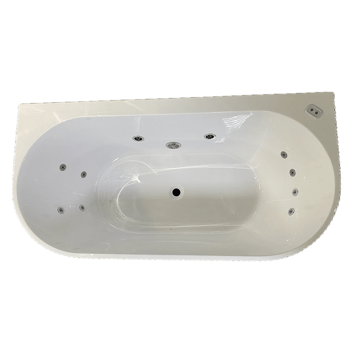 1500-1700*750mm Broadway Mallorca Fluted 10 Jets Gloss White Back To Wall Spa Bathtub