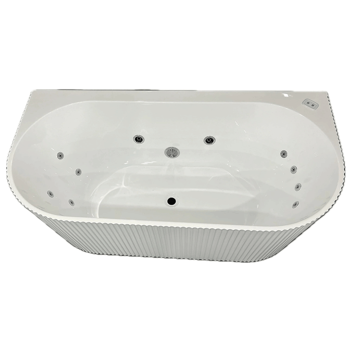1500-1700*750mm Broadway Mallorca Fluted 10 Jets Gloss White Back To Wall Spa Bathtub