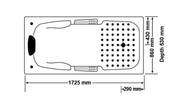 1725*860*530mm Broadway Marchena 7/12 Jets White Acrylic Rectangle Drop In Spa Bathtub