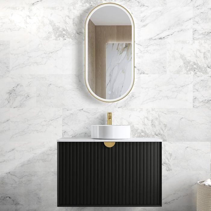 600-1500*460*550mm Marlo Matte Black Bathroom Cabinet Only and Ceramic / Stone Top Wall Hung Vanity