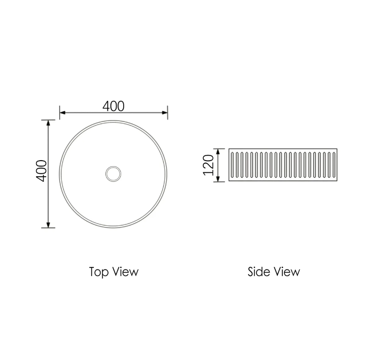 400*400*120mm OTTI Hudson Matt White Round Concrete Above Counter Basin