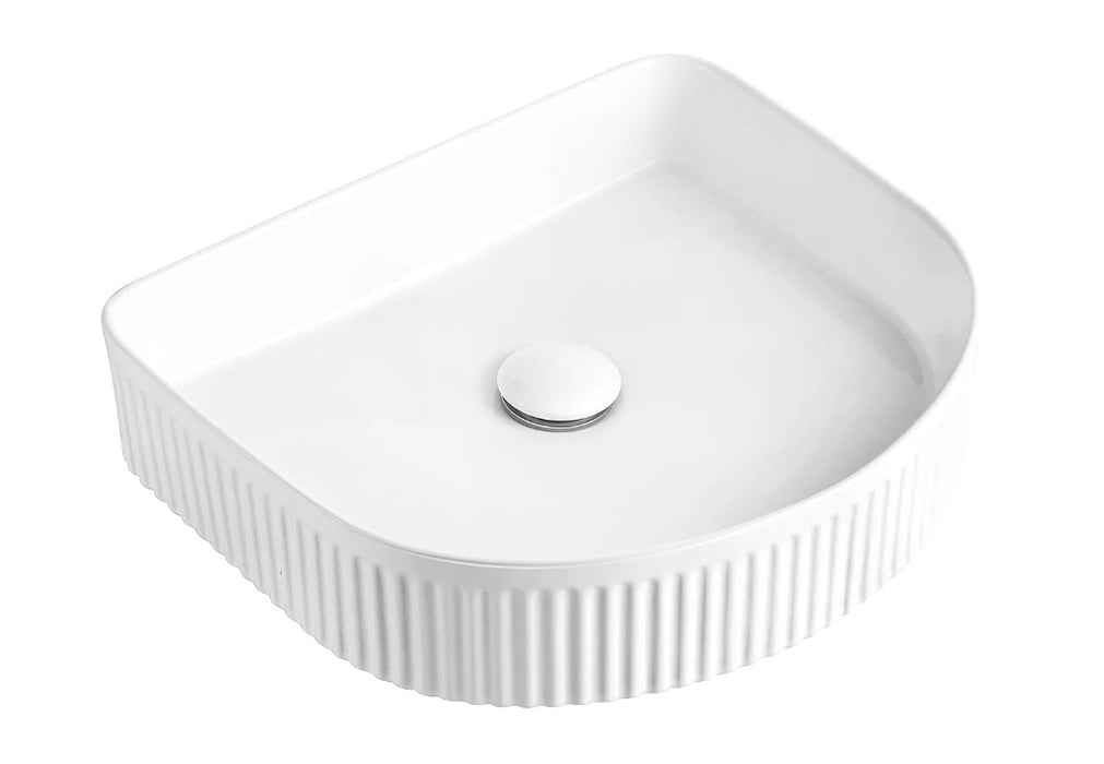 415*365*100mm OTTI Gloss White/ Matt Black/ Matt White Arch Ceramic Fluted Above Counter Basin