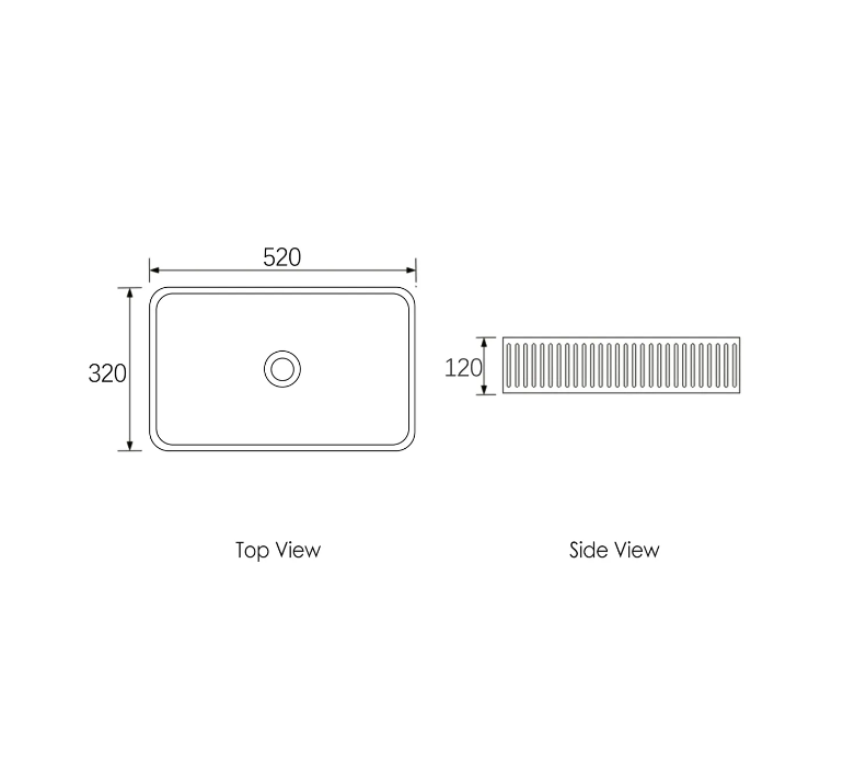 520*320*120mm OTTI Hudson Matt White Rectangle Concrete Above Counter Basin