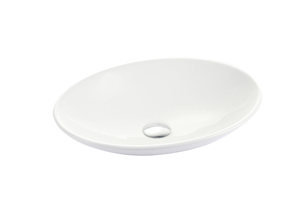 560x360x100mm ABS Oli Gloss White Ceramic Oval Above Counter Basin