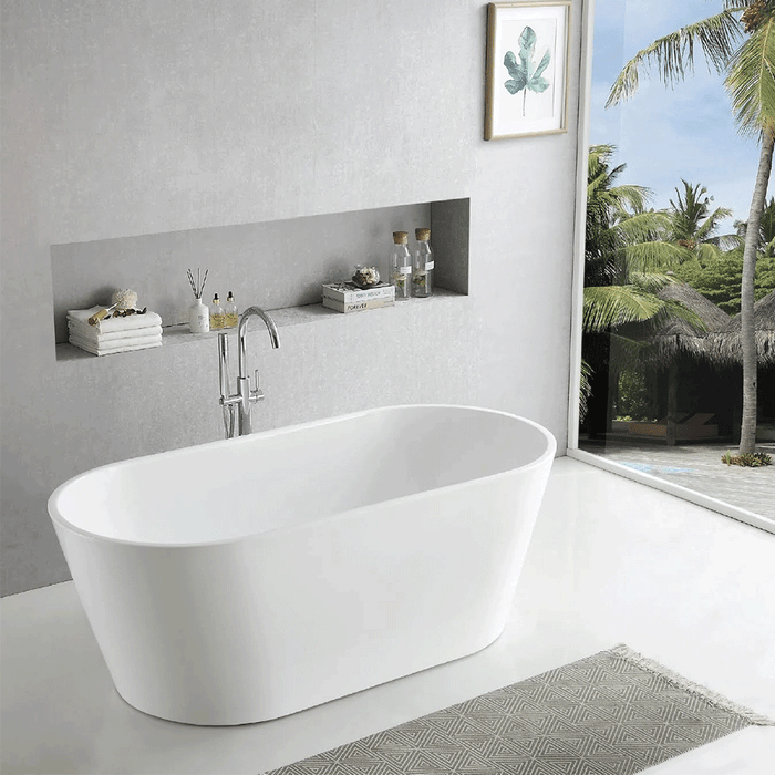 1200-1700mm Broadway Ovalo White Acrylic Oval Freestanding Bathtub
