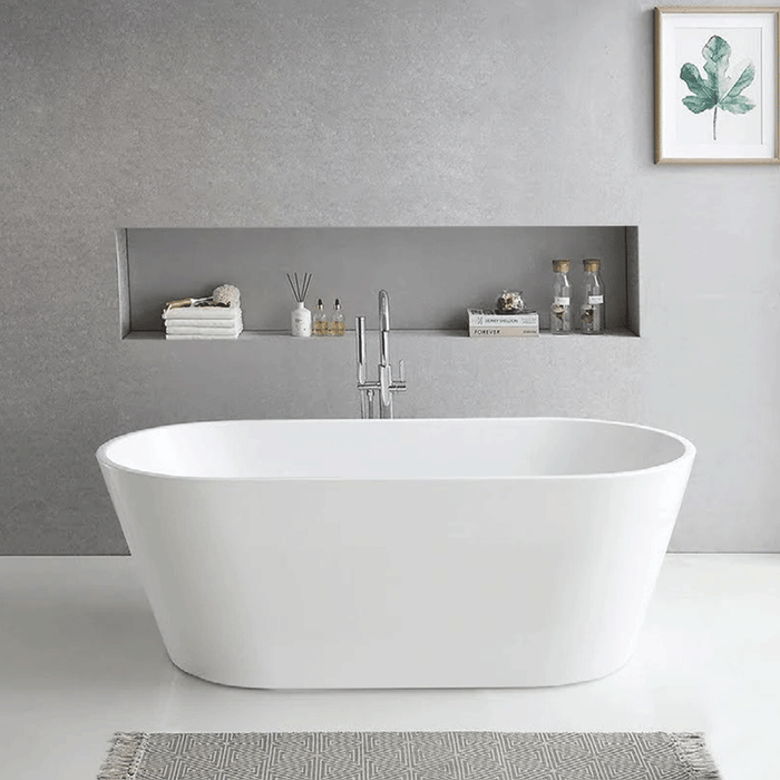 1200-1700mm Broadway Ovalo White Acrylic Oval Freestanding Bathtub