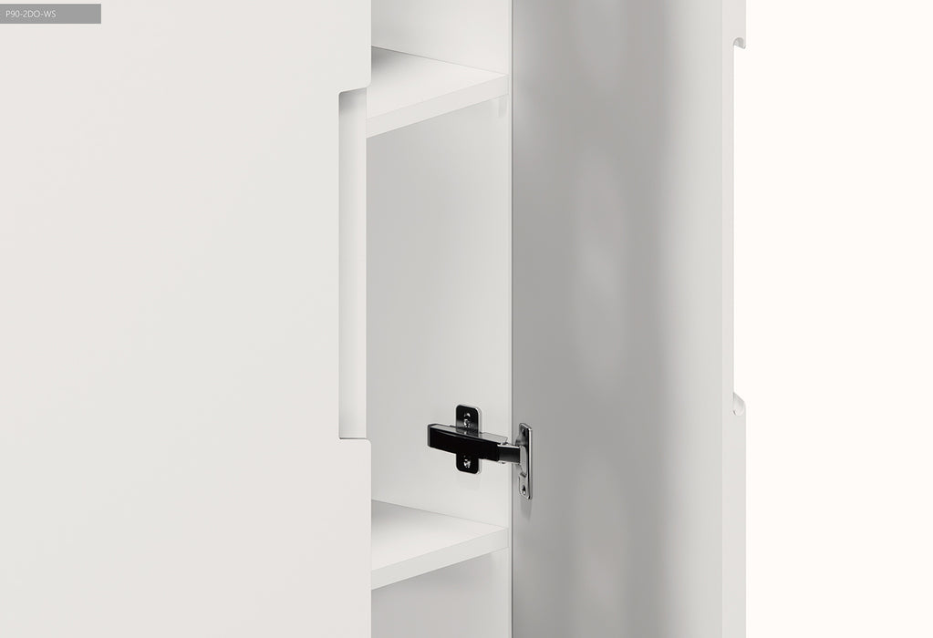 900*600*2300mm Satin White Finger Pull Two Door Pantry