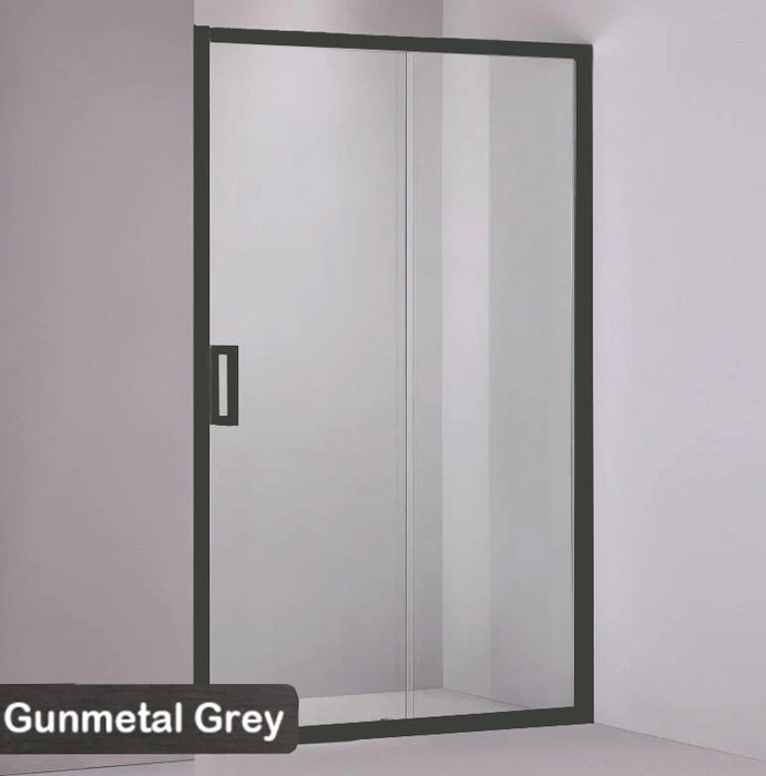 1040-1750x2000mm 6mm Semi-Frameless Sliding Door Wall to Wall Gun Metal Hardwares Glass Shower Screens