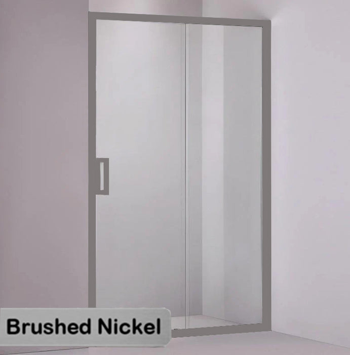 1040-1750x2000mm 6mm Semi-Frameless Sliding Door Wall to Wall Brushed Nickel Hardwares Glass Shower Screens