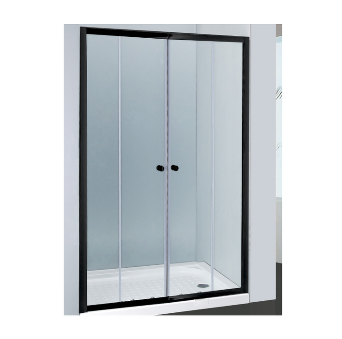 1400-2250*2000mm Wall to Wall Double Sliding Black Semi-frameless Shower Screens