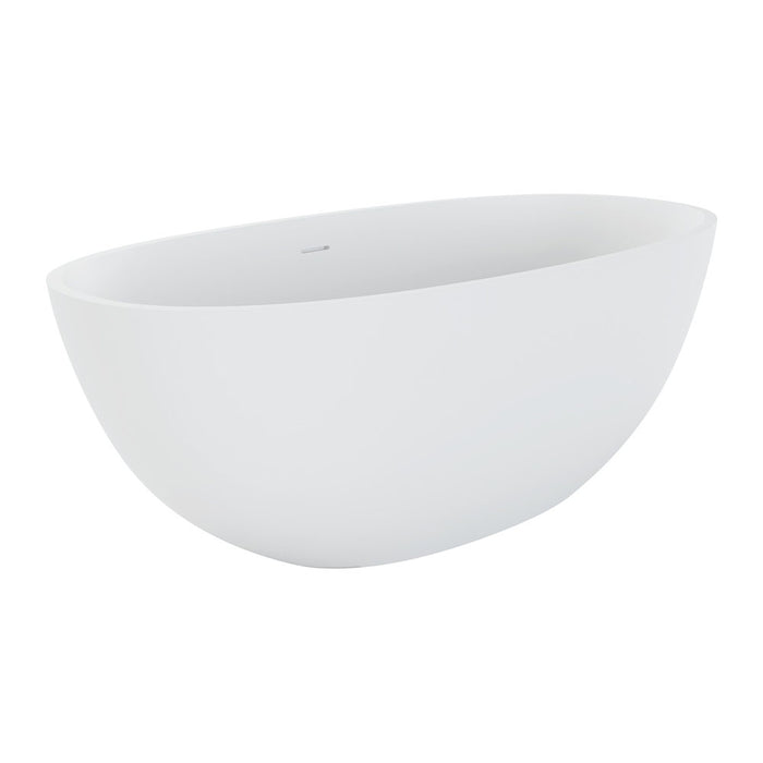 1550/1650*750/800*550/560mm FIE Sasso Matt White Oval Solid Surface Freestanding Bathtub With Overflow