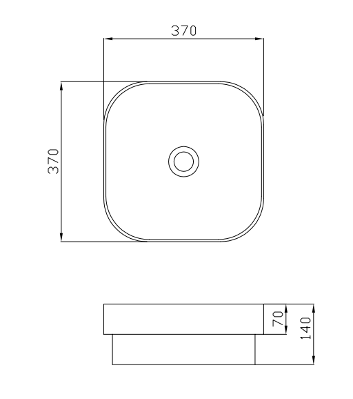 370x370x140mm ABS Spencer Matt/Gloss White Ceramic Soft Square Semi-Inset Basin