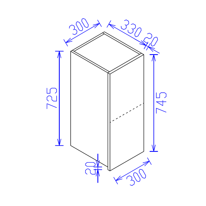 300*350*745mm Satin White Wall Kitchen Cabinet