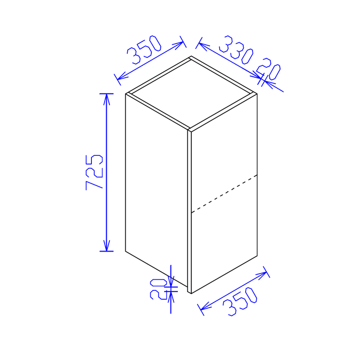 350*350*745mm Satin White Wall Kitchen Cabinet