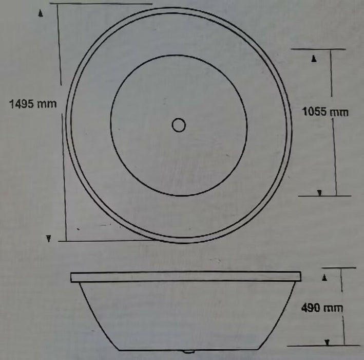 1495*1495*490mm Broadway Lucena Round Gloss White Acrylic 14 Jets Drop In Spa Bathtub