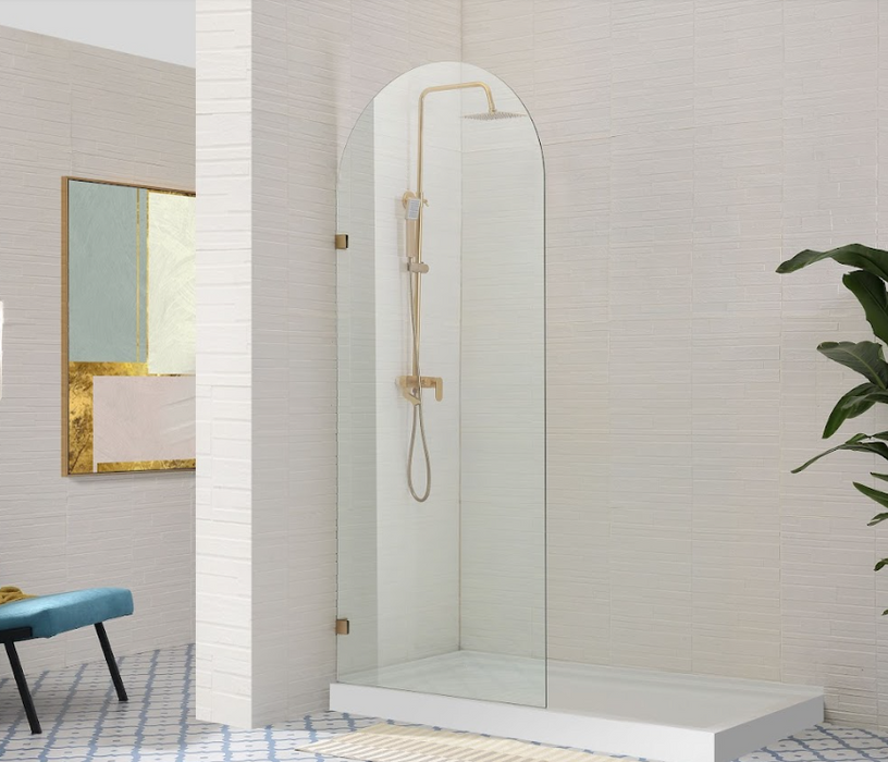 900-1100mm Covey Arch Frameless Fixed Panel Tempered Glass Shower Screens