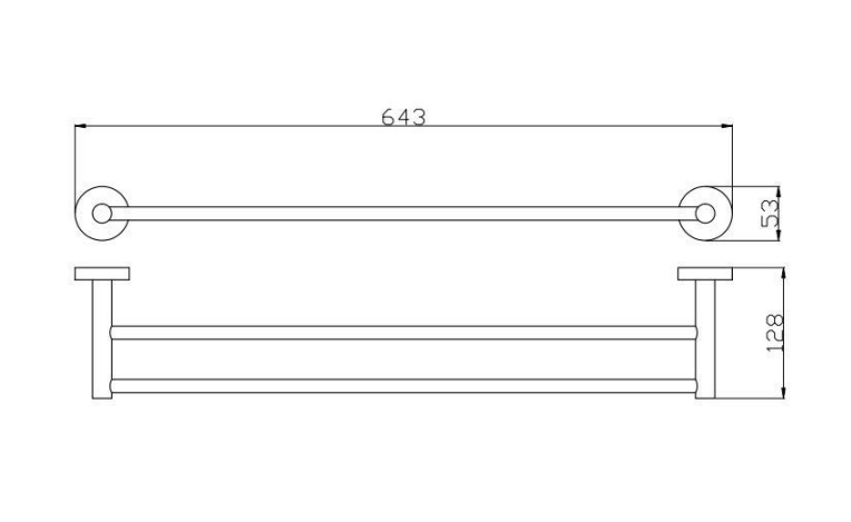 600mm BK RUND Chrome/Matt Black/Brushed Nickel/Brushed Gold/Brushed Gun Metal Brass Double Round Bars Towel Rails