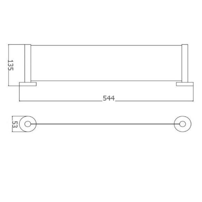 545*135mm BK RUND Chrome/Matt Black/Brushed Nickel/Brushed Gold/Brushed Gun Metal Brass Round Bars Shower Shelves