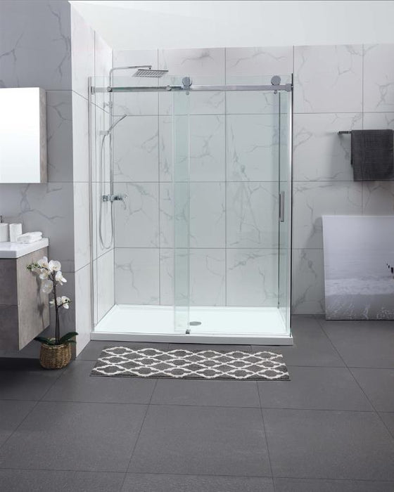 1180-2000x2000mm L Shape Sliding Frameless Chrome Square Rail Handle 10mm Glass Shower Screens