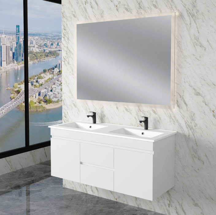 600-1800mm*450*505mm ABS Less Polyurethane Moisture Resistance Gloss White Wall Hung Vanity