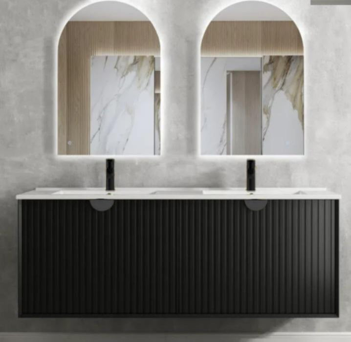 600-1500*460*550mm Marlo Matte Black Bathroom Cabinet Only and Ceramic / Stone Top Wall Hung Vanity