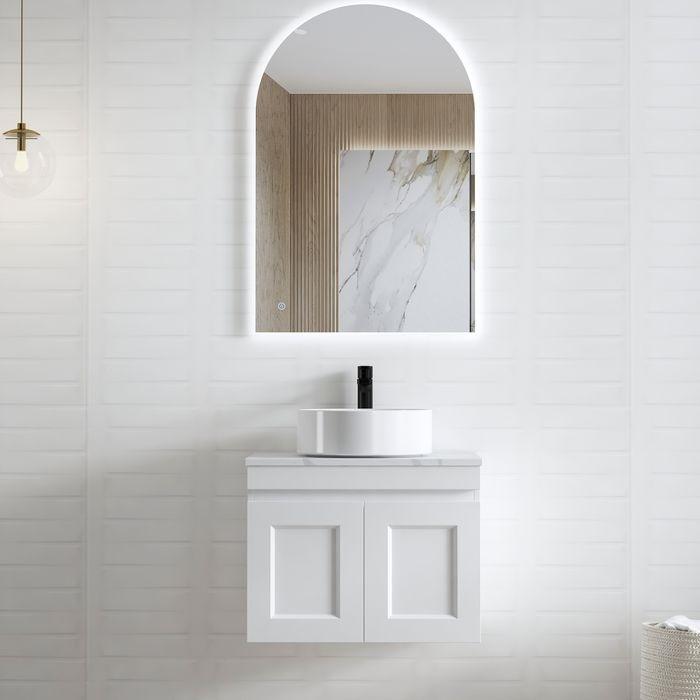 600-1500*460*450mm Hampton Matte White Bathroom Cabinet Only and Ceramic/Stone Top Wall Hung Vanity