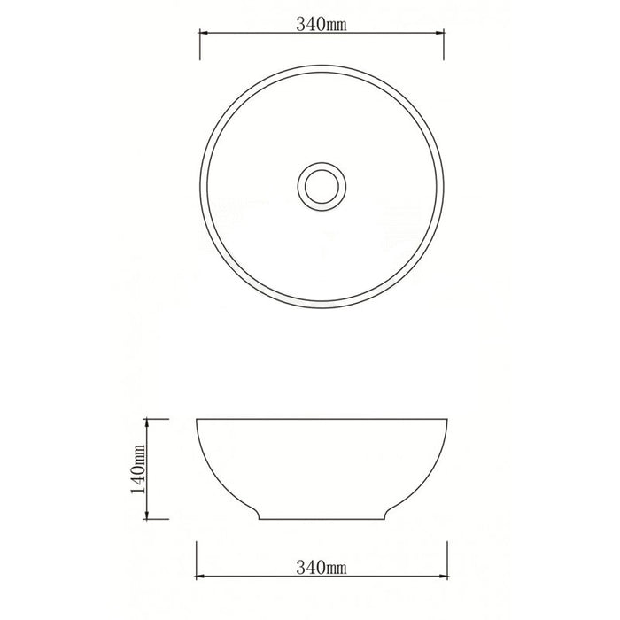 340*340*140mm Infinity Art Grey And Yellow Porcelain Round Above Counter Basins