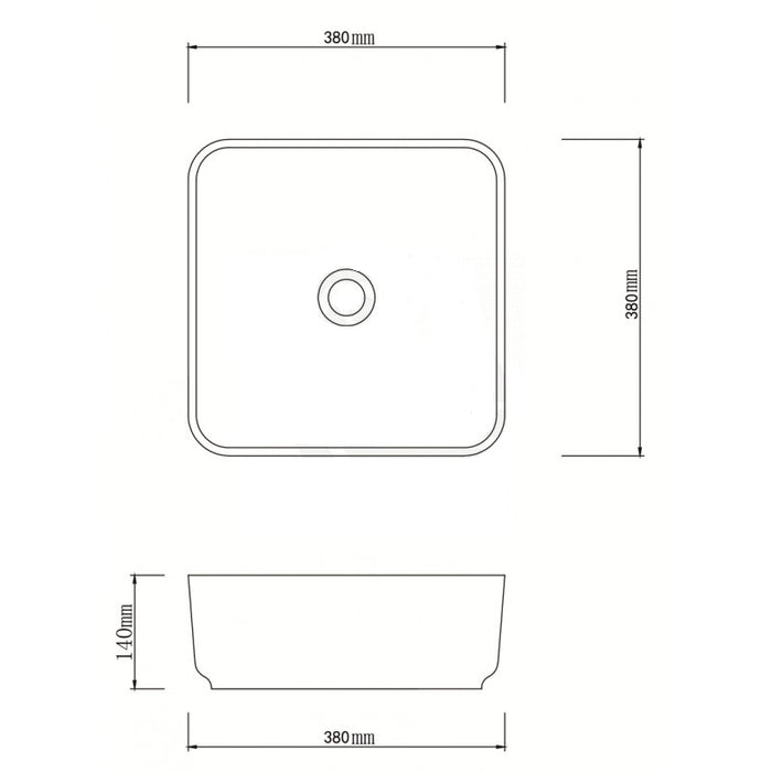 380*380*140mm Infinity Art Grey And Yellow Porcelain Square Above Counter Basins