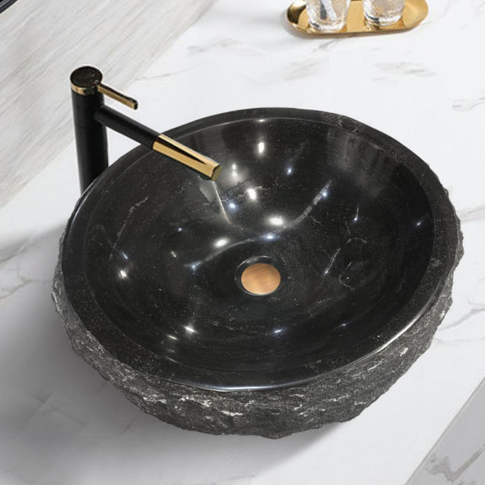 500*400*150mm Infinity Art Black Marble Stone Round Above Counter Basins