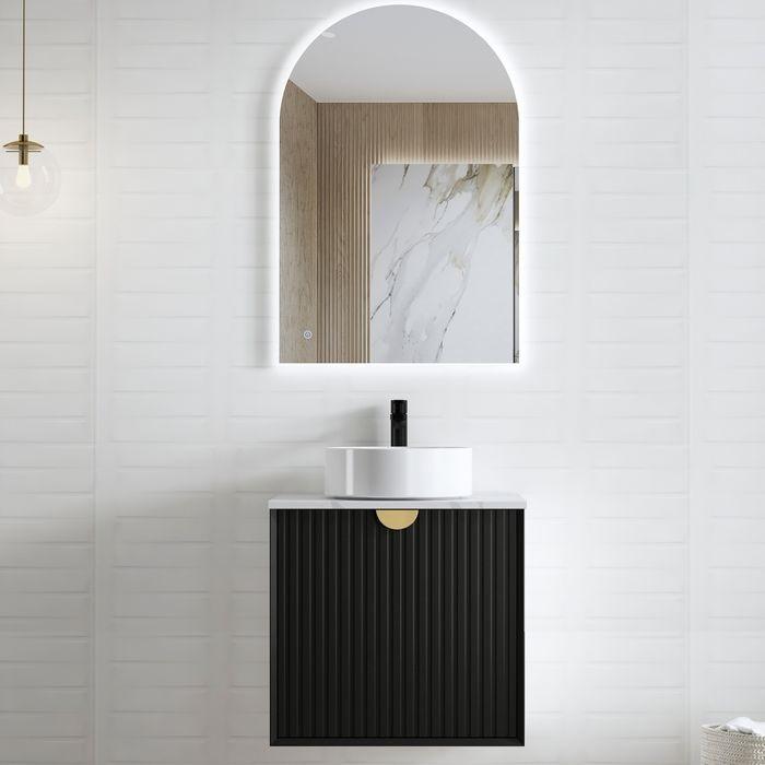 600-1500*460*550mm Marlo Matte Black Bathroom Cabinet Only and Ceramic / Stone Top Wall Hung Vanity