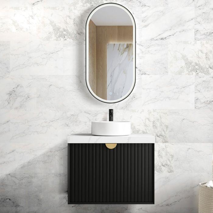 600-1500*460*550mm Marlo Matte Black Bathroom Cabinet Only and Ceramic / Stone Top Wall Hung Vanity