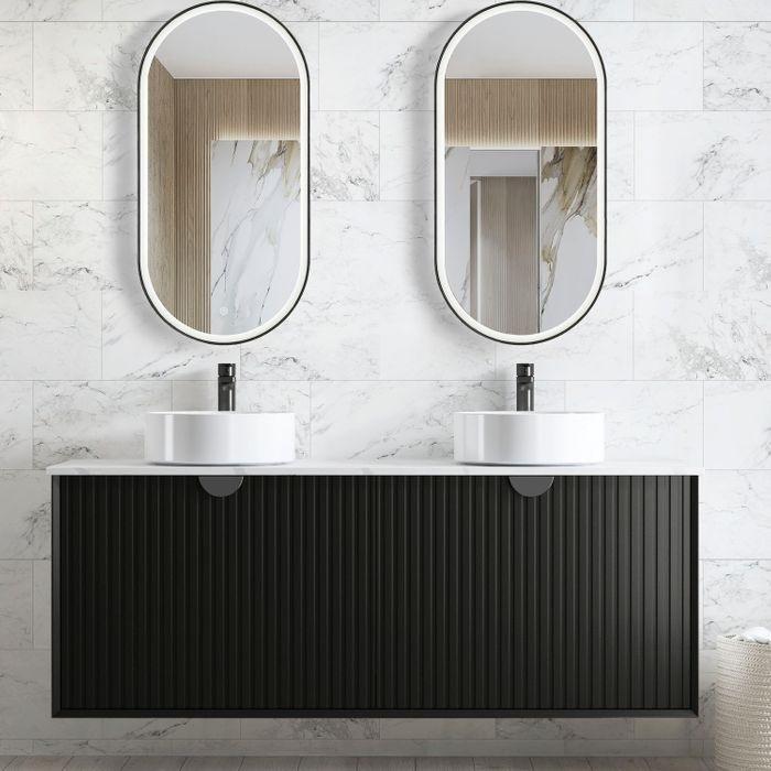 600-1500*460*550mm Marlo Matte Black Bathroom Cabinet Only and Ceramic / Stone Top Wall Hung Vanity