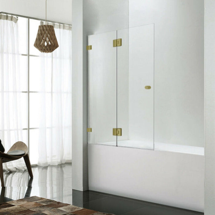 850-1000mm 10mm Covey Brush Gold Fixed and Swing Panel Over Bathtub Shower Screens