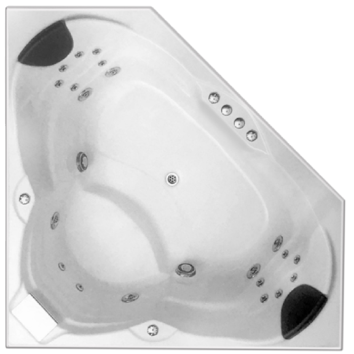 1530*1530*600mm Broadway Cordoba 20 Jets Acrylic Diamond Corner Spa Bathtub