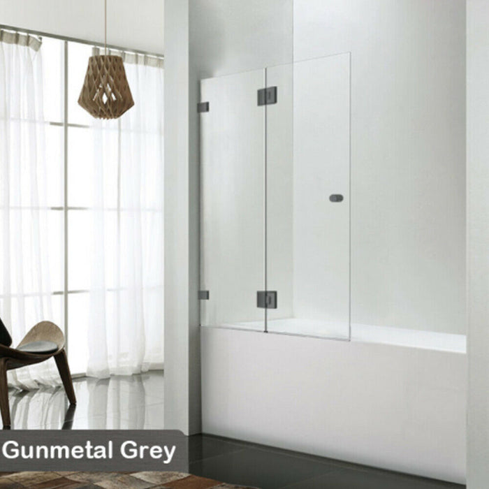 850-1000mm 10mm Covey Gun Metal Fixed and Swing Panel Over Bathtub Shower Screens