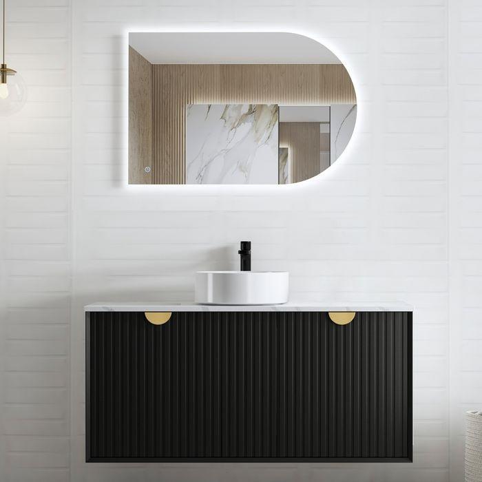 600-1500*460*550mm Marlo Matte Black Bathroom Cabinet Only and Ceramic / Stone Top Wall Hung Vanity