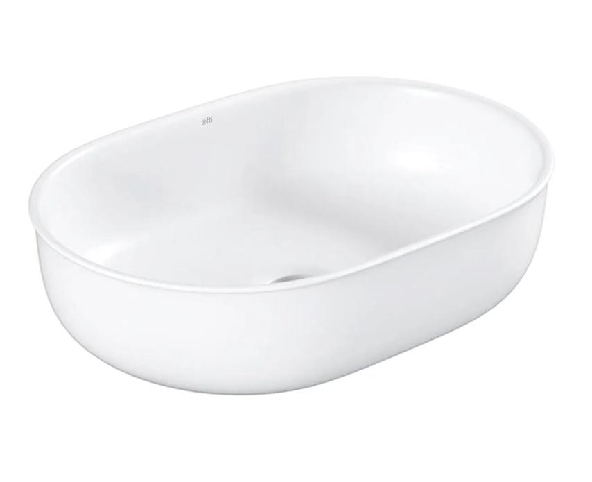 500x350x130 OTTI Bronte Gloss White/Carrara/Matt Black/Matt White Oval Ceramic Above Counter Basin