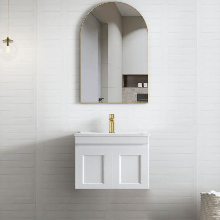 600-1500*460*450mm Hampton Matte White Bathroom Cabinet Only and Ceramic/Stone Top Wall Hung Vanity