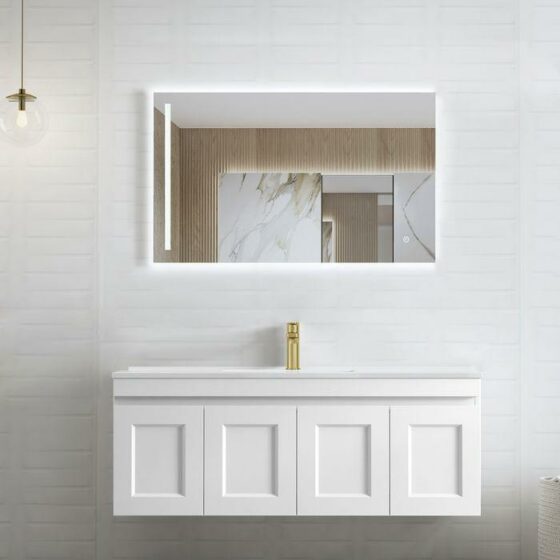 600-1500*460*450mm Hampton Matte White Bathroom Cabinet Only and Ceramic/Stone Top Wall Hung Vanity