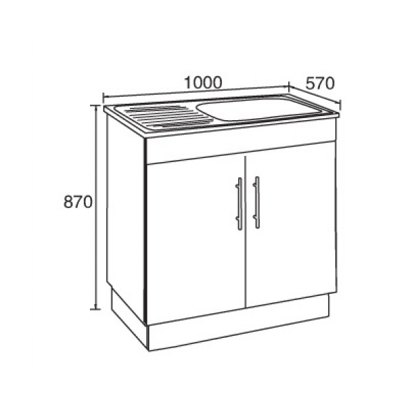 1000*570*870mm 304 Stainless Laundry Tub with Polyurethane Cabinet Left ...
